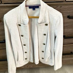 Tommy Hilfiger Grey and White striped waste jacket size M